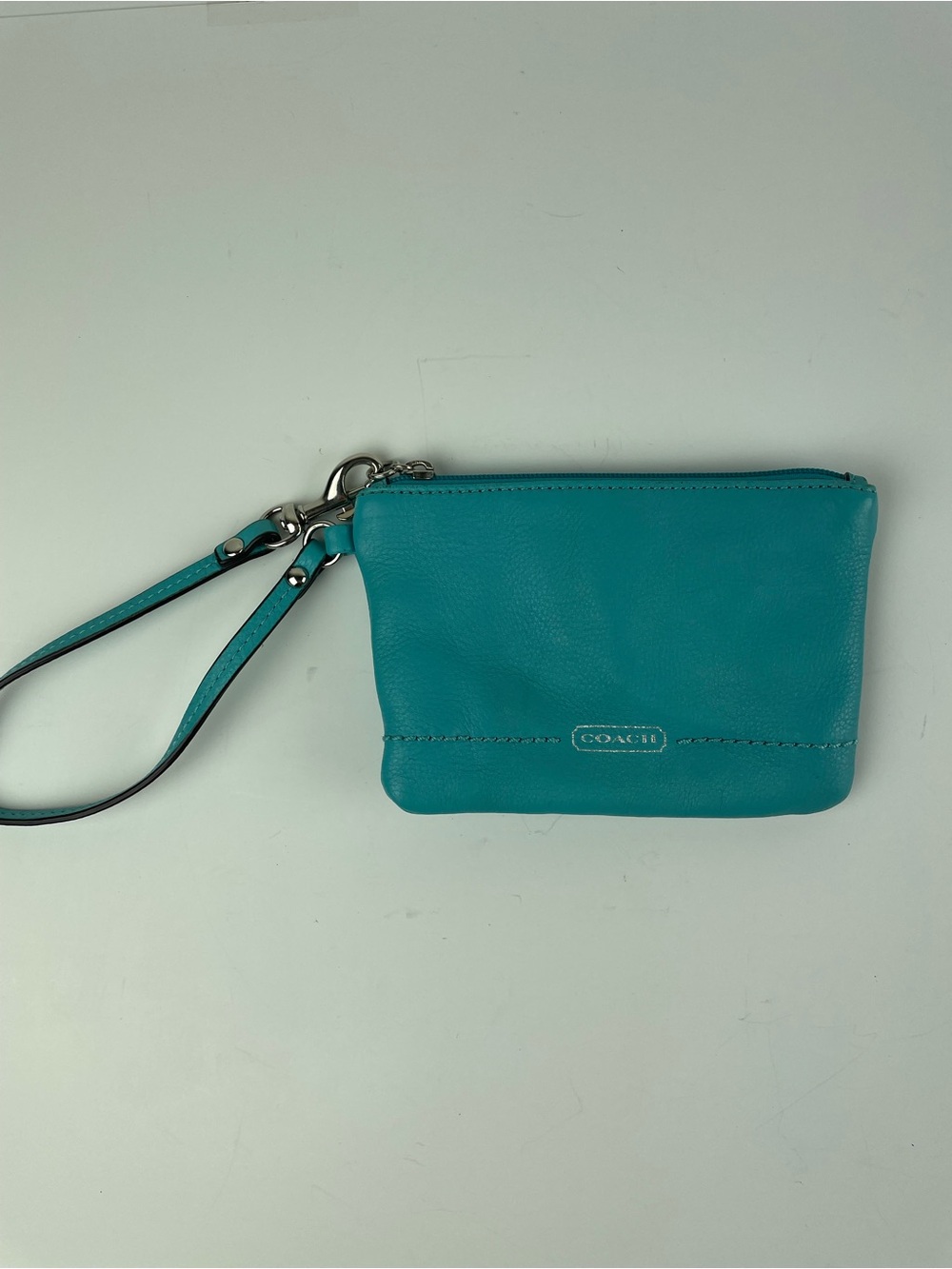 Vintage Coach Teal Blue Pebbled Leather Wristlet Clutch Y2K Boho